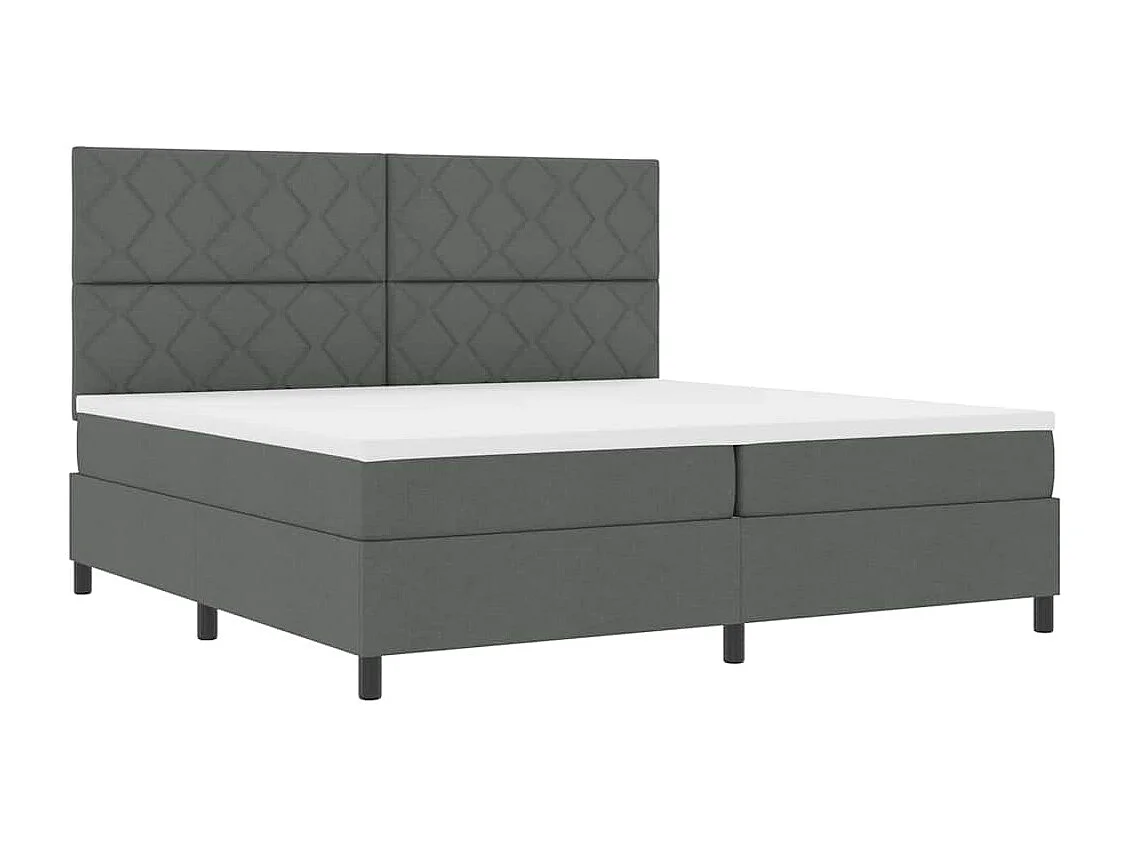 Cadre de lit avec matelas Gris foncé 200 x 200 cm tissu
