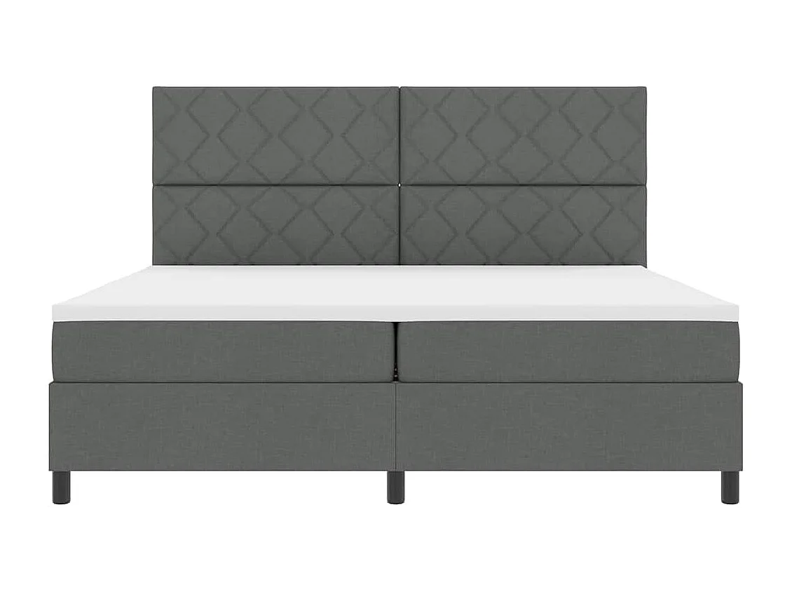 Cadre de lit avec matelas Gris foncé 200 x 200 cm tissu