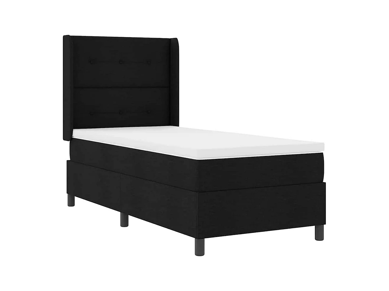 Cama tipo Box Spring con colchón Negro 100 x 200 cm tela