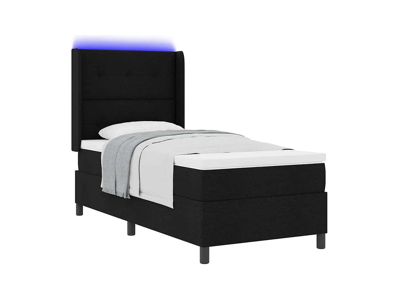 Cama tipo Box Spring con colchón Negro 100 x 200 cm tela