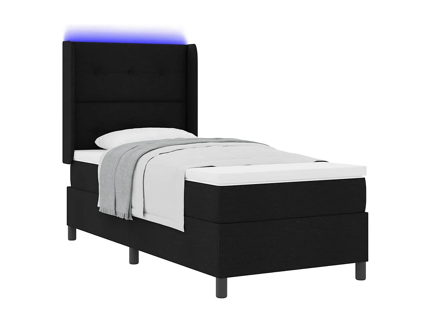 Cadre de lit avec matelas Noir 100 x 200 cm tissu