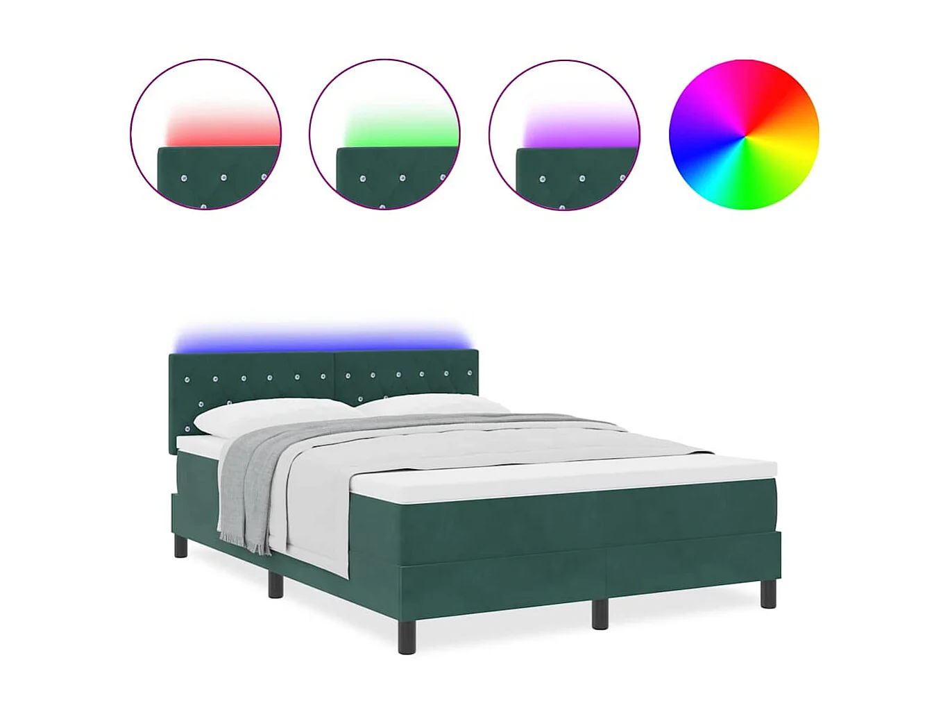 Cama tipo Box Spring Verde oscuro 140 x 200 cm Terciopelo