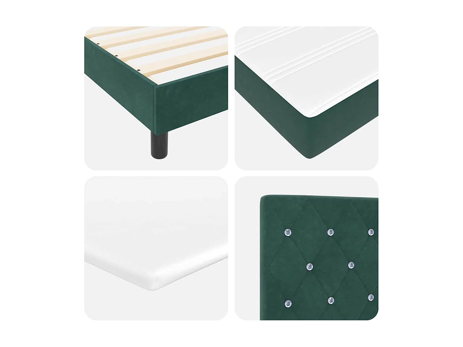 Cama tipo Box Spring Verde oscuro 140 x 200 cm Terciopelo