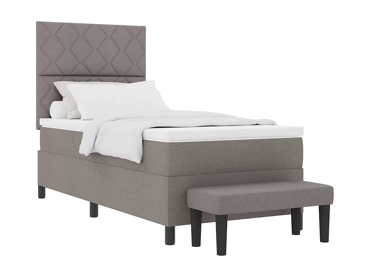 Cama tipo Box Spring con colchón Taupé 100 x 200 cm tela