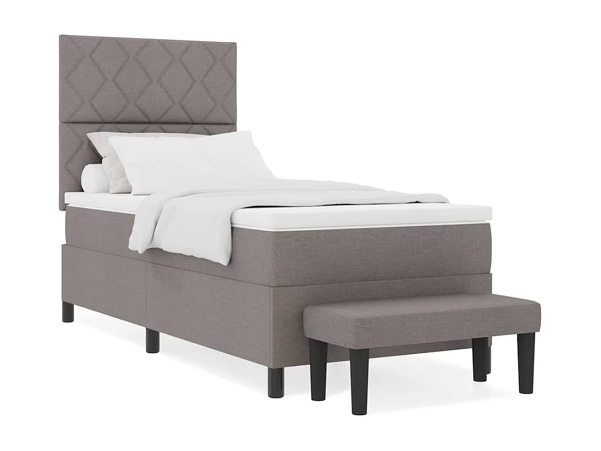 Cama tipo Box Spring con colchón Taupé 100 x 200 cm tela