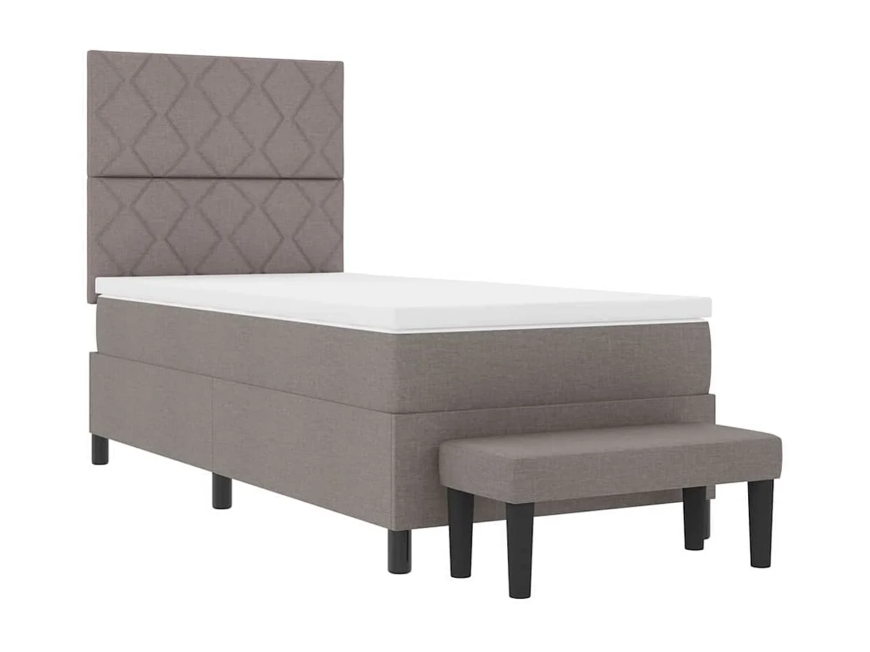 Cama tipo Box Spring con colchón Taupé 100 x 200 cm tela