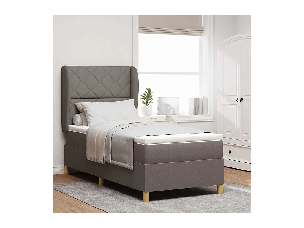Cadre de lit avec matelas gris foncé 90x190 cm Taupe