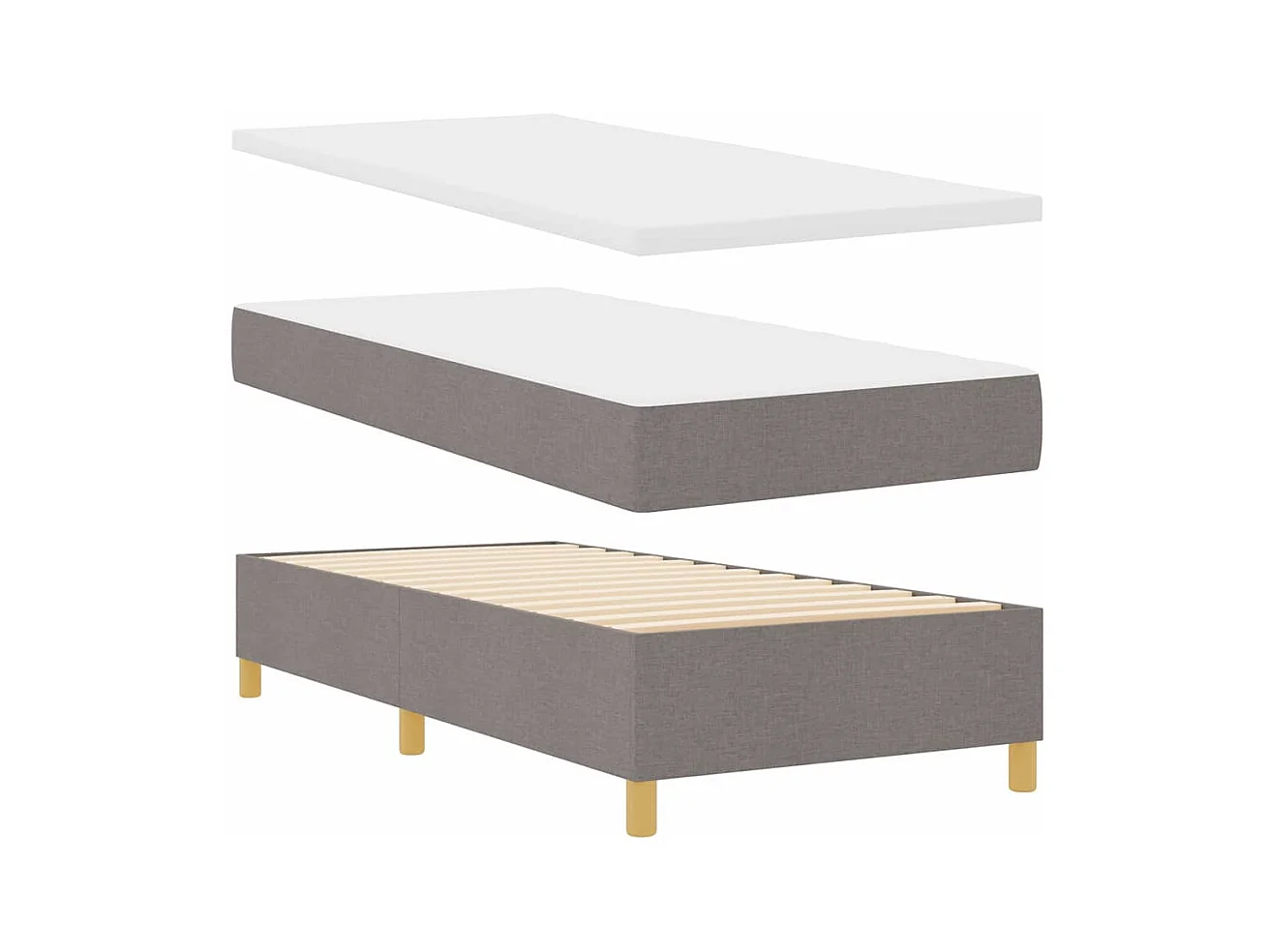 Cadre de lit avec matelas gris foncé 90x190 cm Taupe