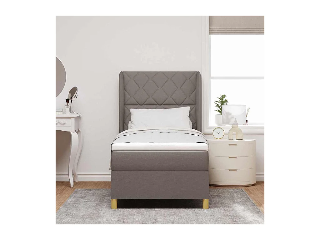 Cadre de lit avec matelas gris foncé 90x190 cm Taupe