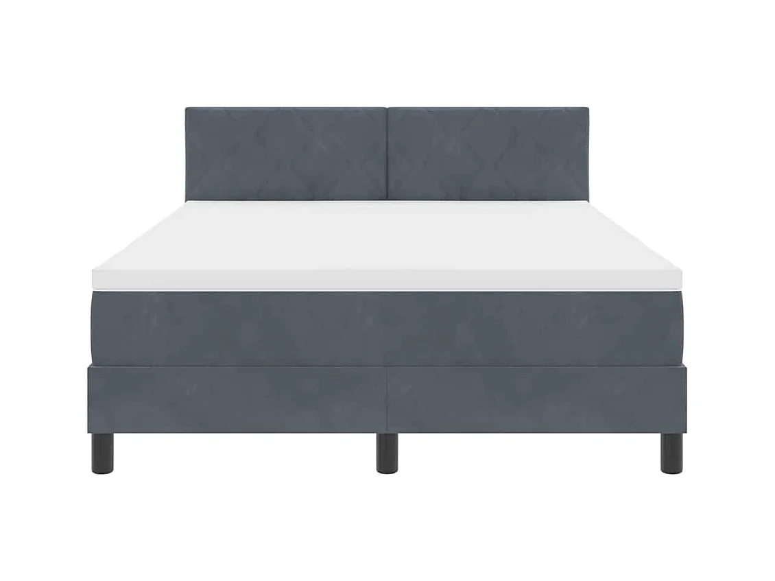 Cadre de lit avec matelas Gris foncé 140 x 200 cm Velours