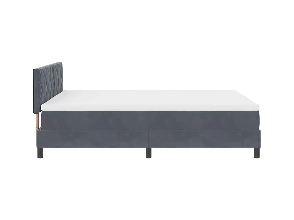 Cadre de lit avec matelas Gris foncé 140 x 200 cm Velours