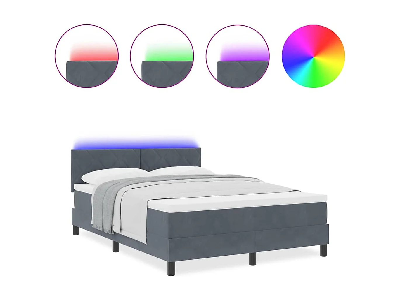 Cama tipo Box Spring Gris oscuro 140 x 200 cm Terciopelo