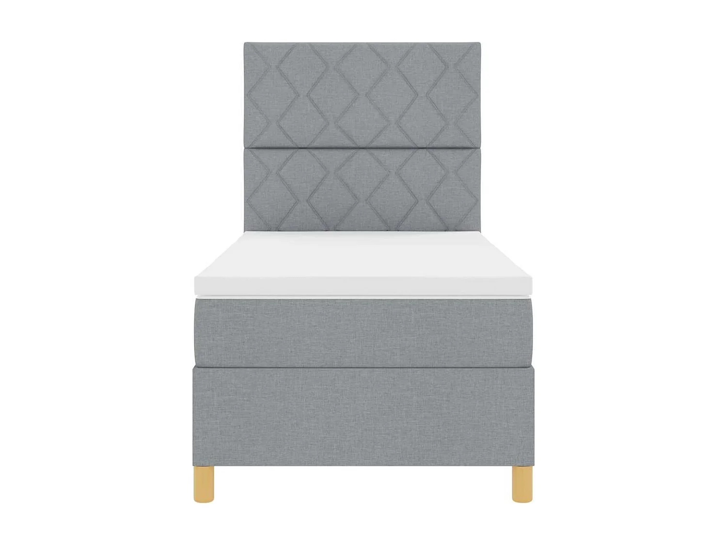 Cama tipo Box Spring con colchón Gris claro 100 x 200 cm tela