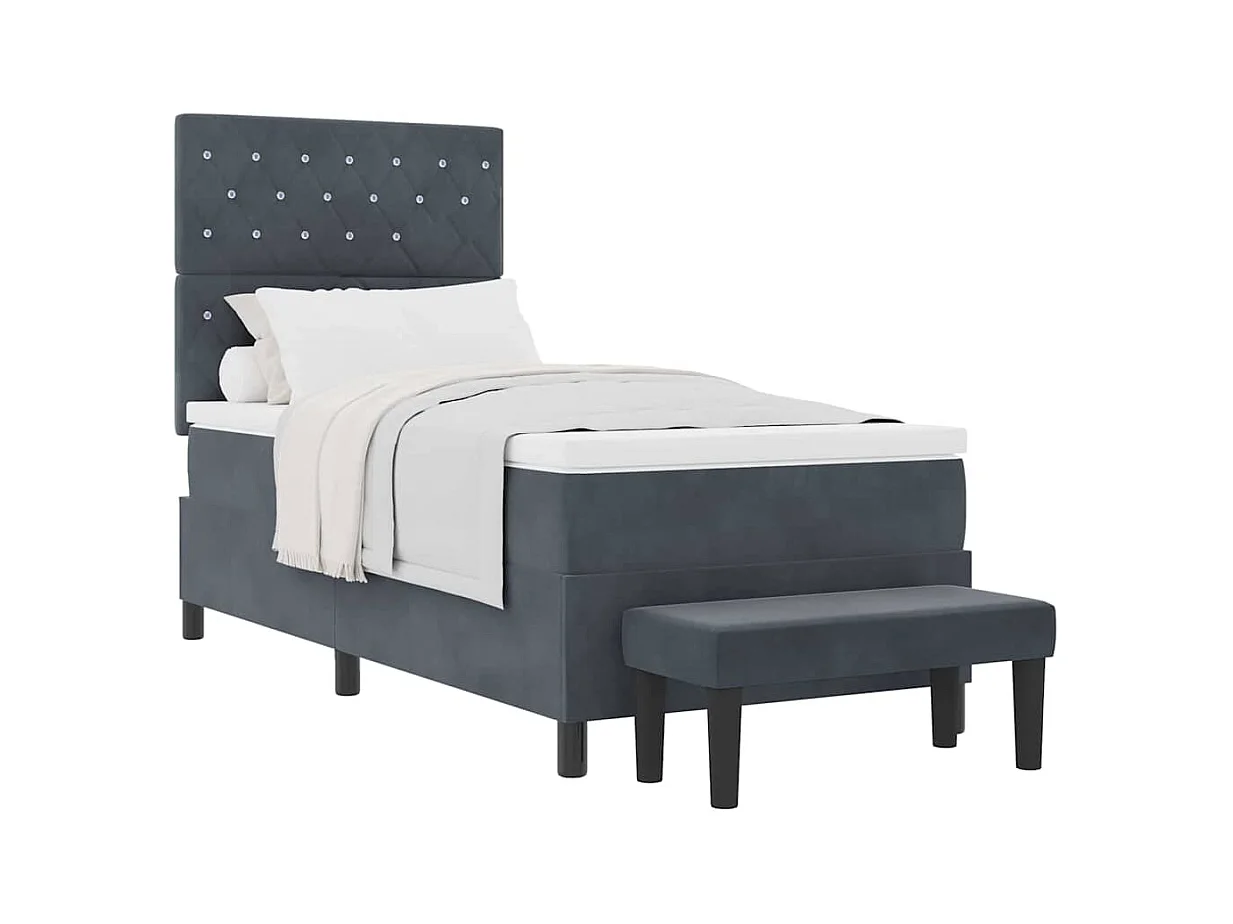 Boxspring bed met matras Donkergrijs 100 x 200 cm Fluweel
