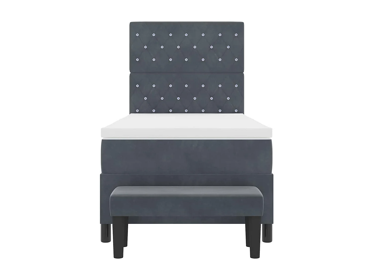 Cadre de lit avec matelas Gris foncé 100 x 200 cm Velours