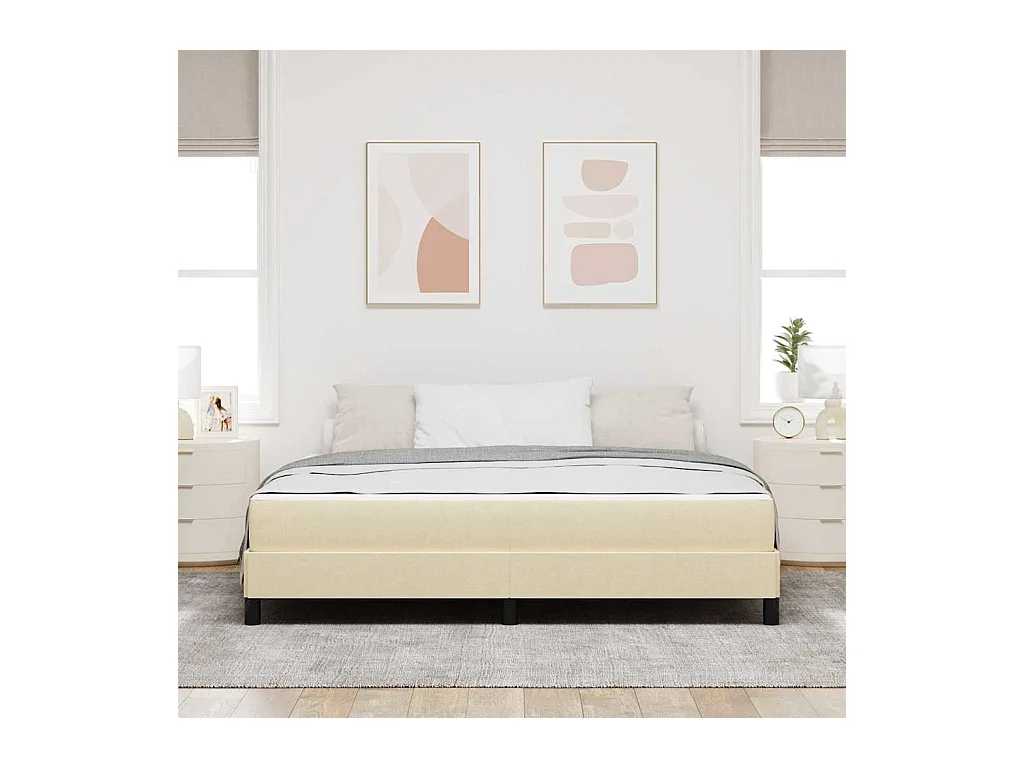 Cama Box com colchão Creme 180 x 200 cm tecido