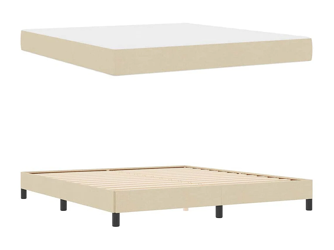 Cama Box com colchão Creme 180 x 200 cm tecido