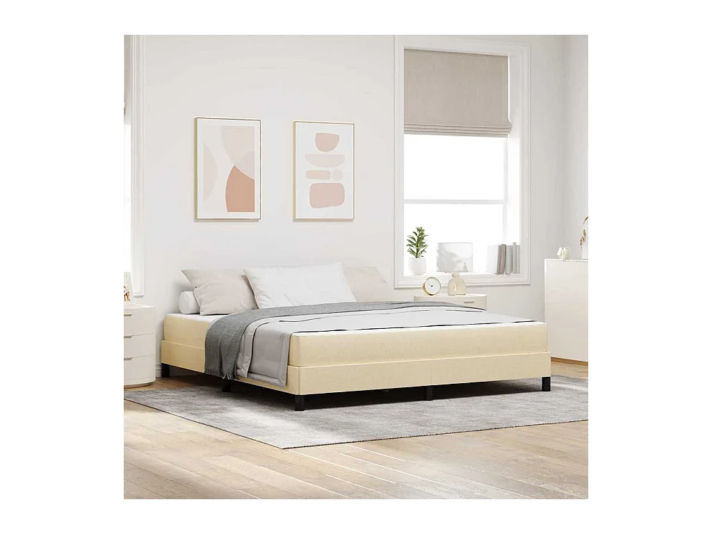 Cama Box com colchão Creme 180 x 200 cm tecido