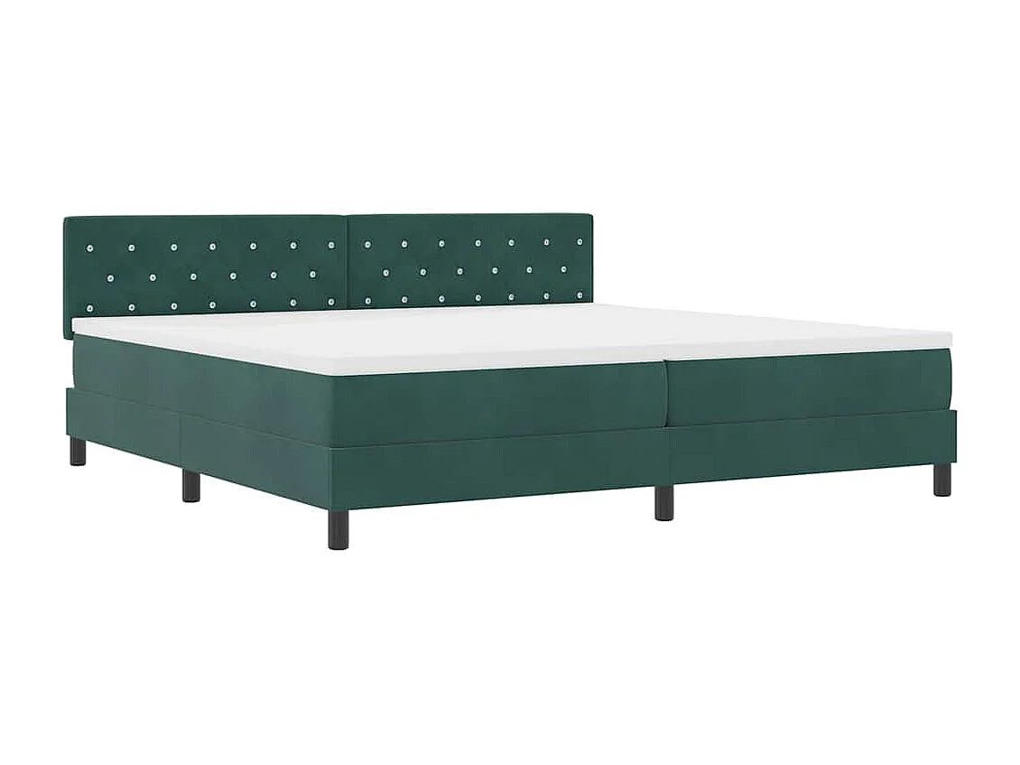 Cadre de lit avec matelas Vert foncé 200 x 200 cm tissu