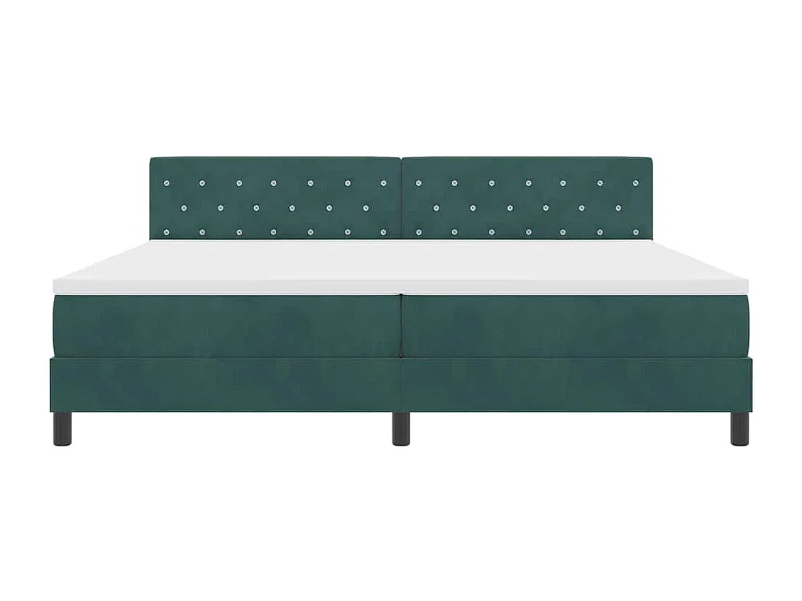 Cadre de lit avec matelas Vert foncé 200 x 200 cm tissu