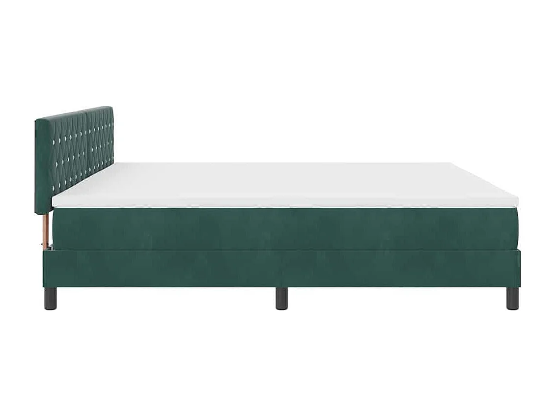 Cadre de lit avec matelas Vert foncé 200 x 200 cm tissu