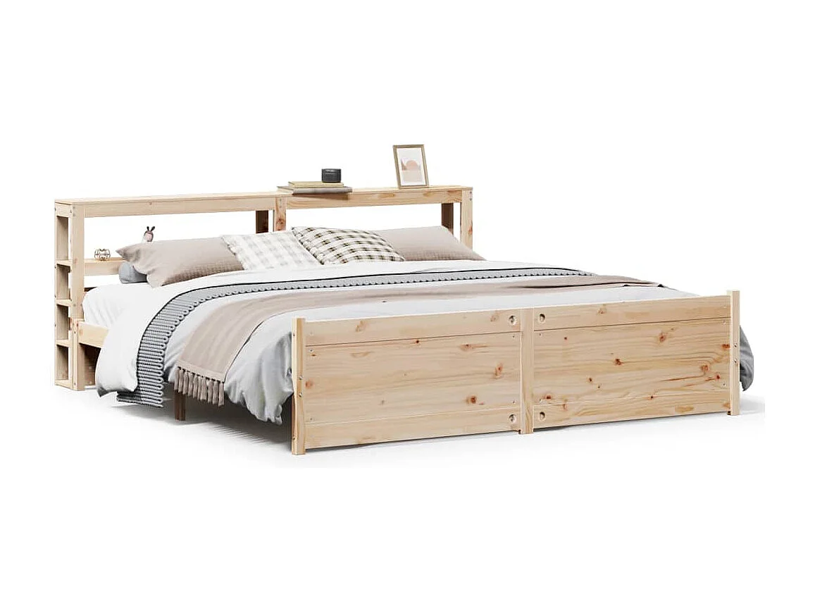 Estructura de cama con cabecero madera maciza pino 180x200 cm
