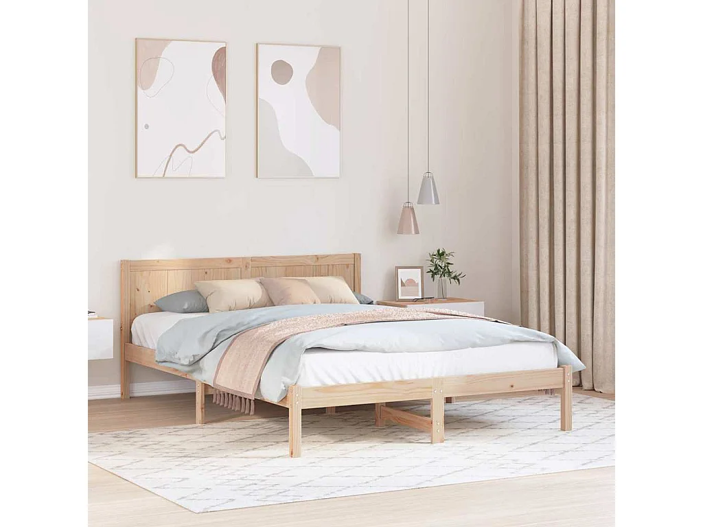 Cadre de lit Marron 160 x 200 cm Bois de pin massif