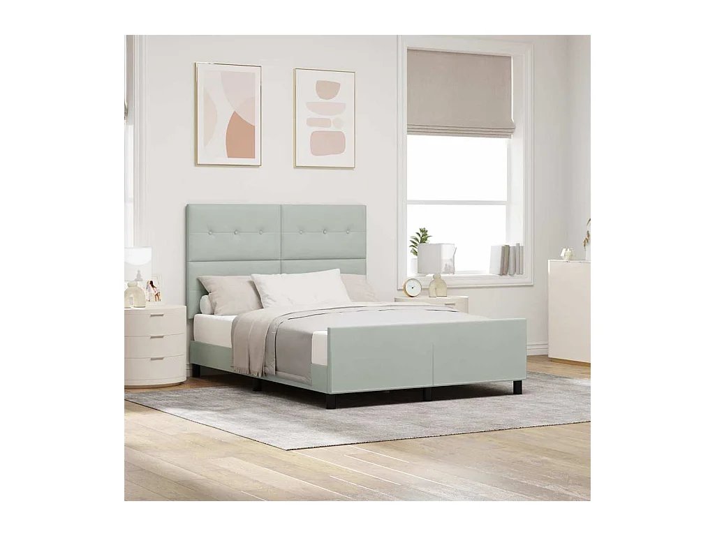 Bedframe met hoofdeinde Lichtgrijs 140 x 200 cm Fluweel