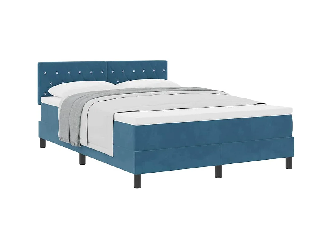 Cadre de lit avec matelas Bleu foncé 140 x 190 cm tissu