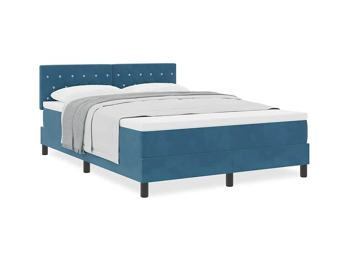 Cadre de lit avec matelas Bleu foncé 140 x 190 cm tissu