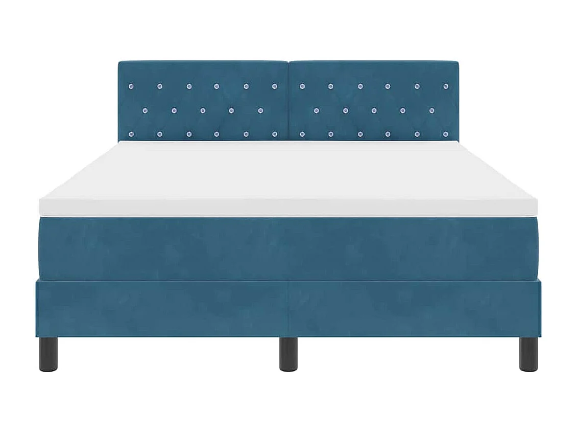 Cadre de lit avec matelas Bleu foncé 140 x 190 cm tissu