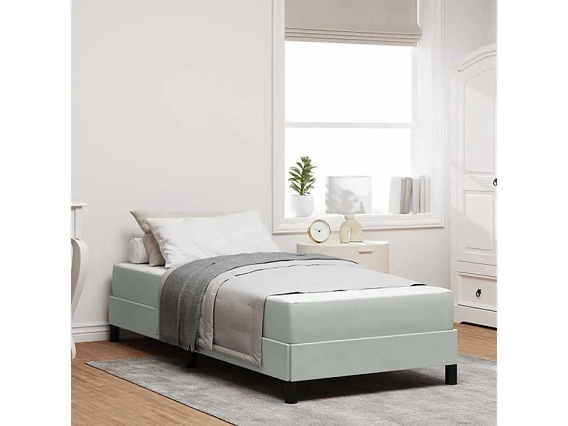 Cama box spring com colchão Cinzento-claro 90 x 200 cm Veludo