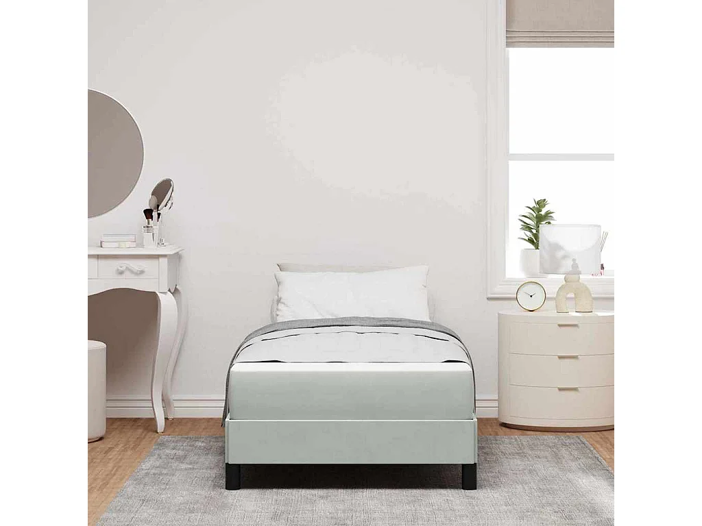Cama box spring con colchón Gris Claro 90 x 200 cm Terciopelo