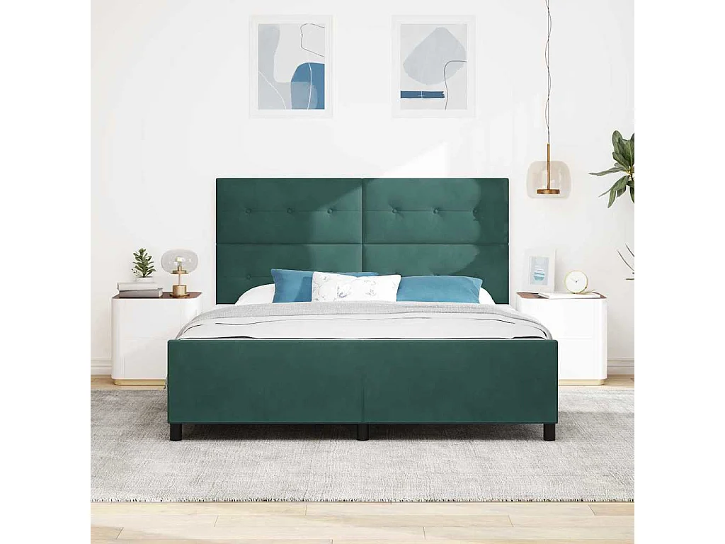 Bedframe met hoofdeinde Donkergroen 180 x 200 cm Fluweel
