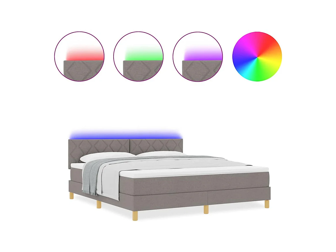 Cadre de lit avec matelas Taupe 180 x 200 cm tissu