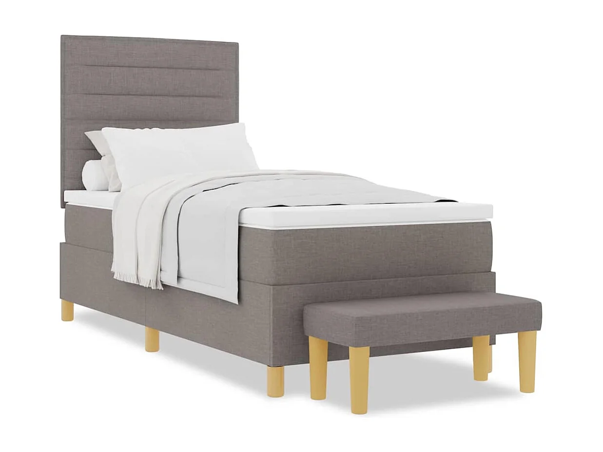 Cama tipo Box Spring con colchón Taupé 80 x 200 cm tela