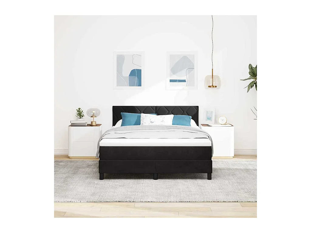Boxspring bed met hoofdeinde Zwart 160 x 200 cm Fluweel