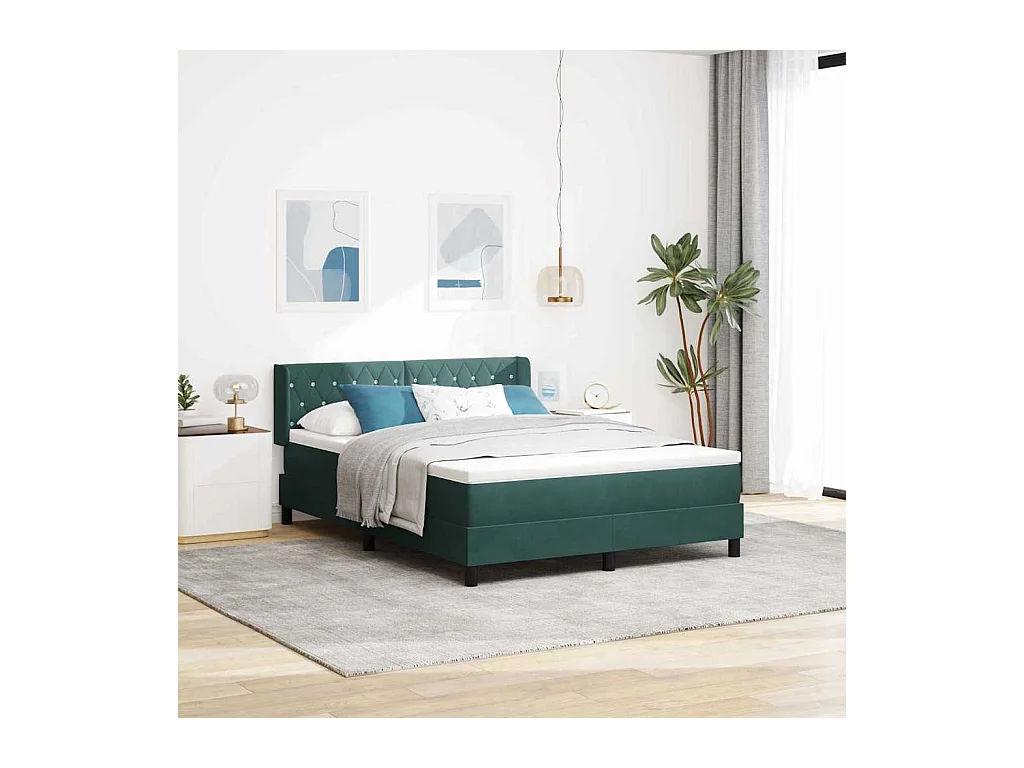 Cadre de lit avec matelas noir 100x200 cm en velours