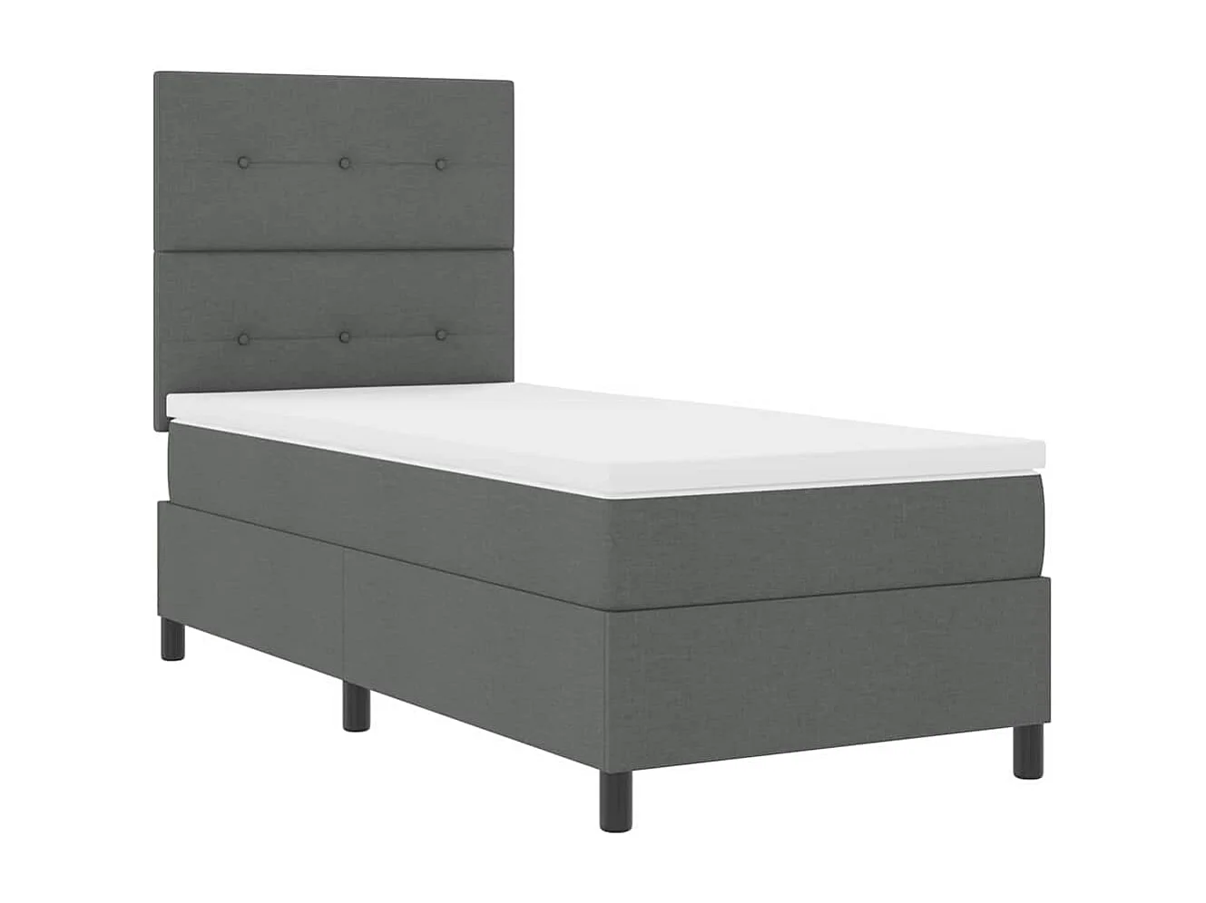 Cama tipo Box Spring con colchón Gris oscuro 90 x 200 cm tela