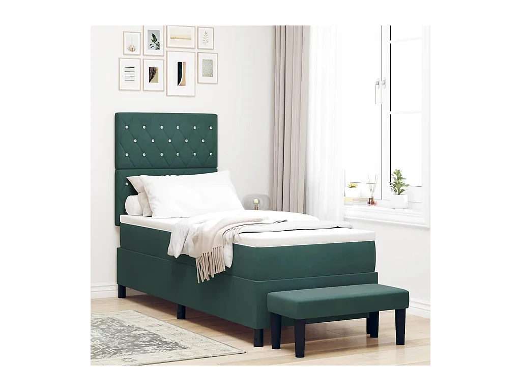 Boxspring bed met matras Donkergroen 80 x 200 cm Fluweel