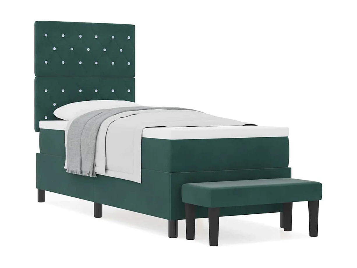 Cadre de lit avec matelas Vert foncé 80 x 200 cm Velours