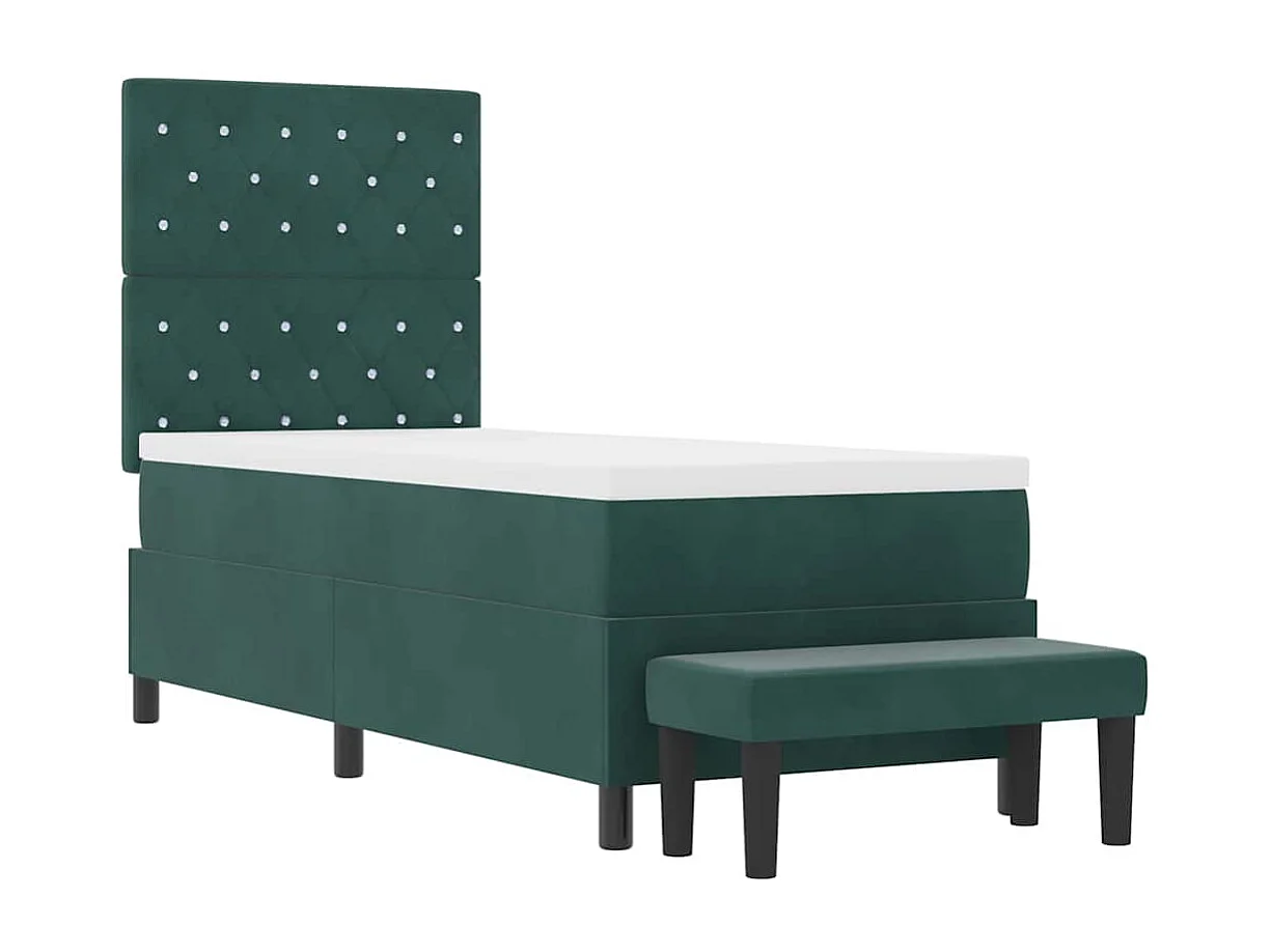Cadre de lit avec matelas Vert foncé 80 x 200 cm Velours