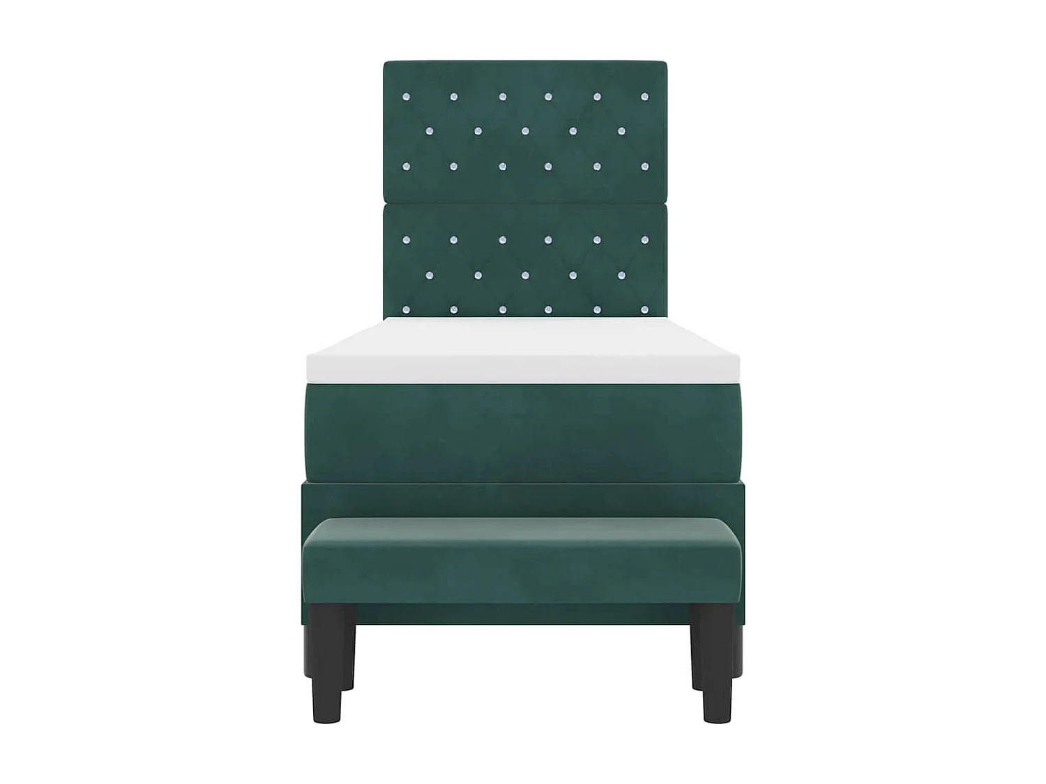 Cadre de lit avec matelas Vert foncé 80 x 200 cm Velours