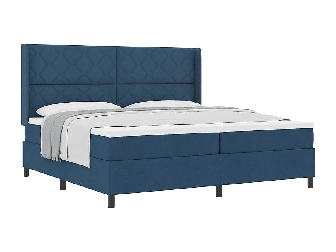 Cadre de lit avec matelas Bleu 200 x 200 cm tissu