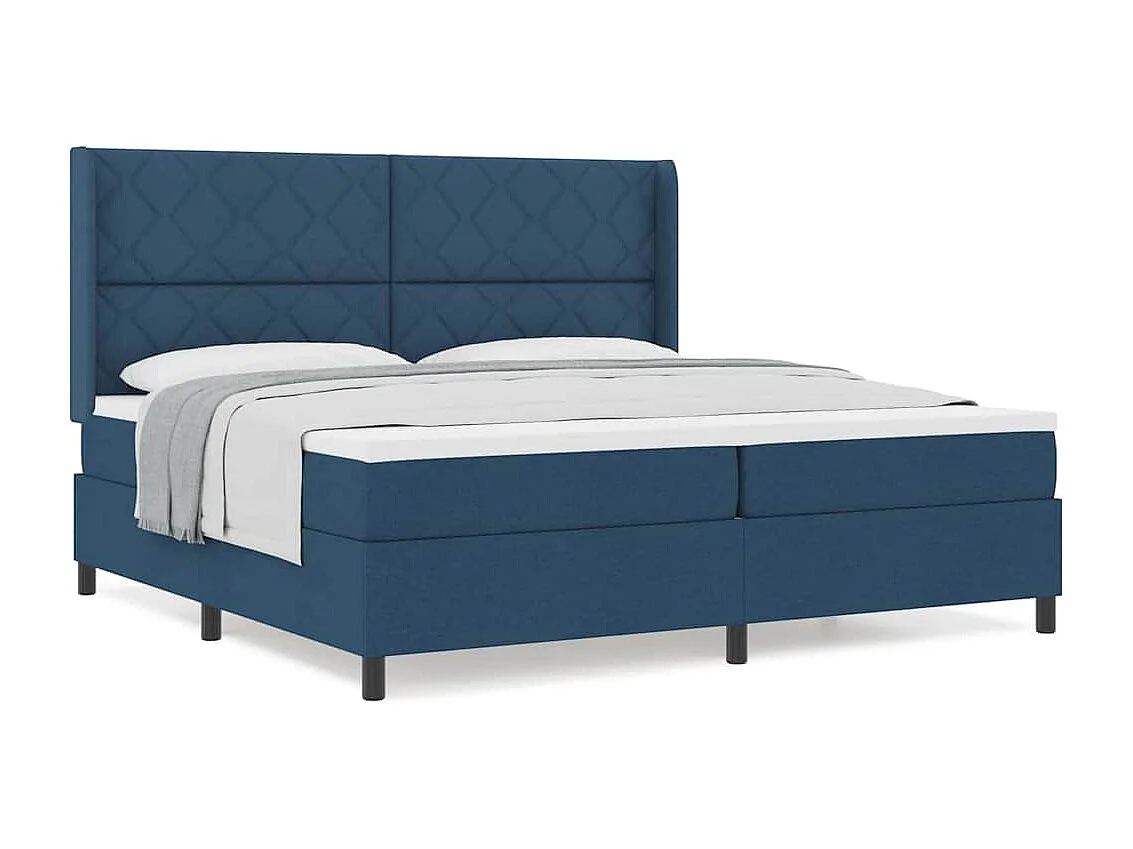 Cadre de lit avec matelas Bleu 200 x 200 cm tissu