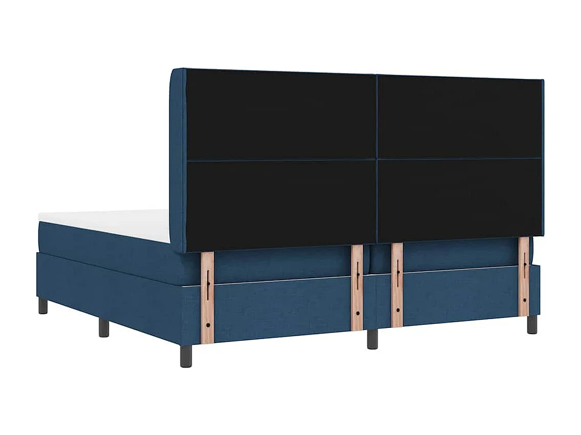 Cadre de lit avec matelas Bleu 200 x 200 cm tissu