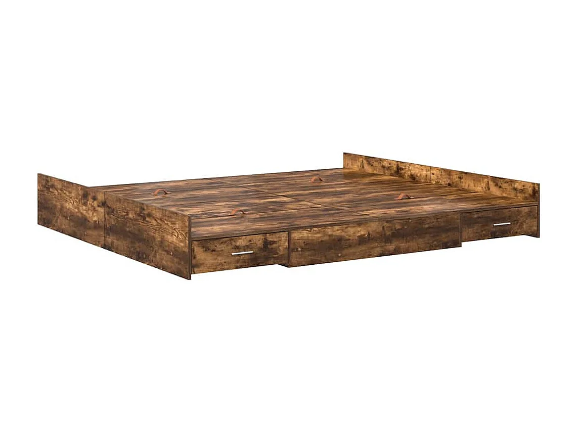 Cama con almacenamiento con cabecera Roble ahumado 200 x 200 cm