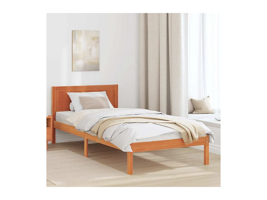 Estructura de cama Marrón 90 x 190 cm Madera maciza de Pino