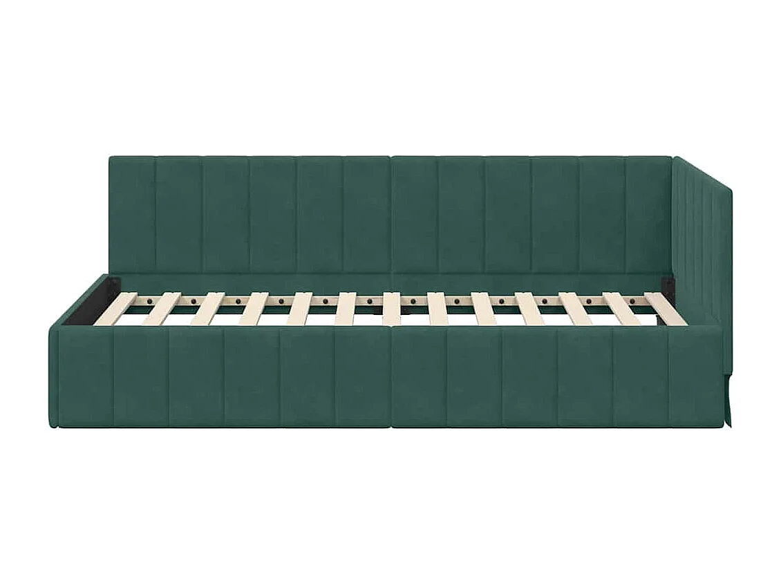 Cadre de lit d'angle Vert foncé 90 x 190 cm Velours