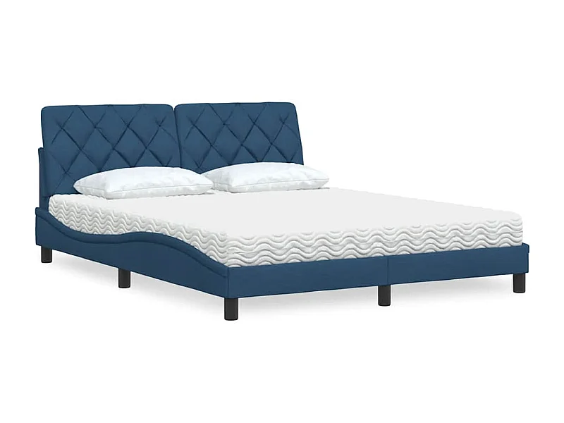 Bed met matras stof blauw 160x200 cm